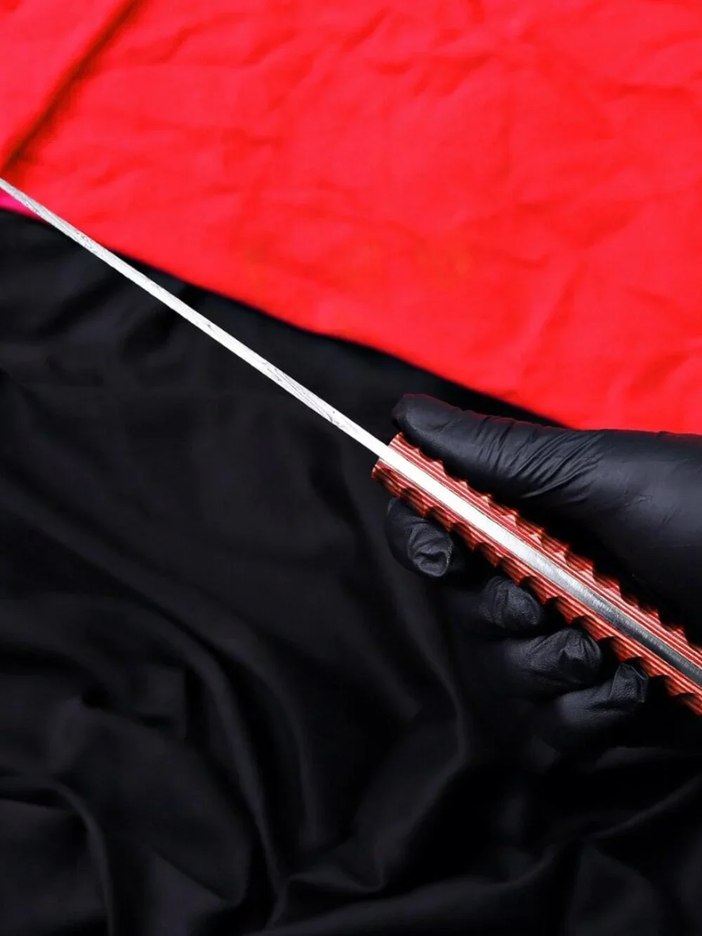 Handmade Damascus Steel Kitchen Fillet Knife - Color Pakka Wood Handle Leather - Picture 4 of 4